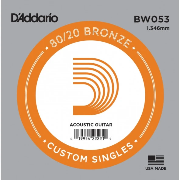 DADDARIO BW053 AKUSTİK TEK TEL, 80/20 BRONZE WOUND, 053, (Mİ)   ürün görseli 1