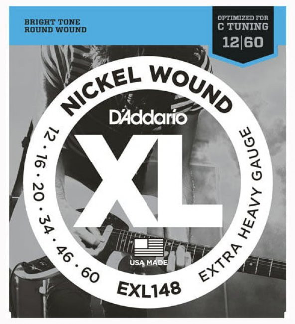 DADDARIO EXL148 ELEKTRO GİTAR TEL SETİ, XL, 12-60,EXTRA HEAVY  EXL148 Nickel Wound, Extra-Heavy, 12-60 ürün görseli 1