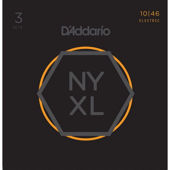 DADDARIO NYXL1046-3P ELEKTRO GİTAR TEL SETİ, 3 LÜ REGULAR LIGHT D'Addario, NYXL1046-3P, Regular Light NYXL Nickel Wound Multi-Pack Electric Guitar Strings (6-String Set, 10 - 46, 3-Pack) ürün görseli 1