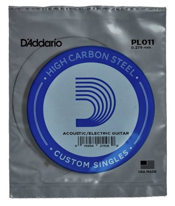 DADDARIO PL011 ELEKTRO VE AKUSTİK TEK TEL, E-(Mİ), HIGH CARBON ST Daddario PL011 Single Plain Steel String, (E) Mİ TEK TEL  ürün görseli 1