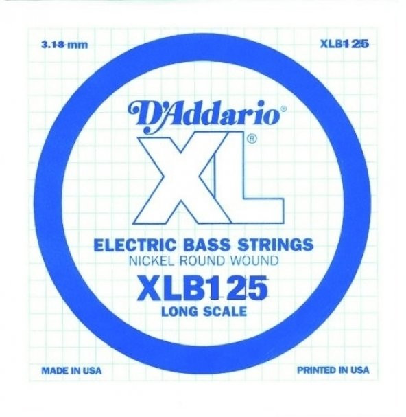 DADDARIO XLB125 BAS GİTAR TEK TEL, (Sİ), XL NICKEL WOUND, 0.125 GA Bas Tel Tek Nickel Round Woundlong Scale Si ürün görseli 1