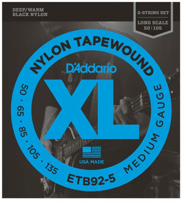 DADDARIO ETB92-5 BAS GİTAR TEL SETİ, 5 TELLİ , XL SERİSİ,  Medium 5-String / Long Scale Set, 50-135 ürün görseli 1