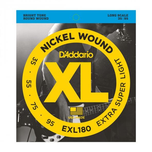 DADDARIO EXL180 BAS GİTAR TEL SETİ, XL, 35-95, LONG SCALE, NICKEL     ürün görseli 1