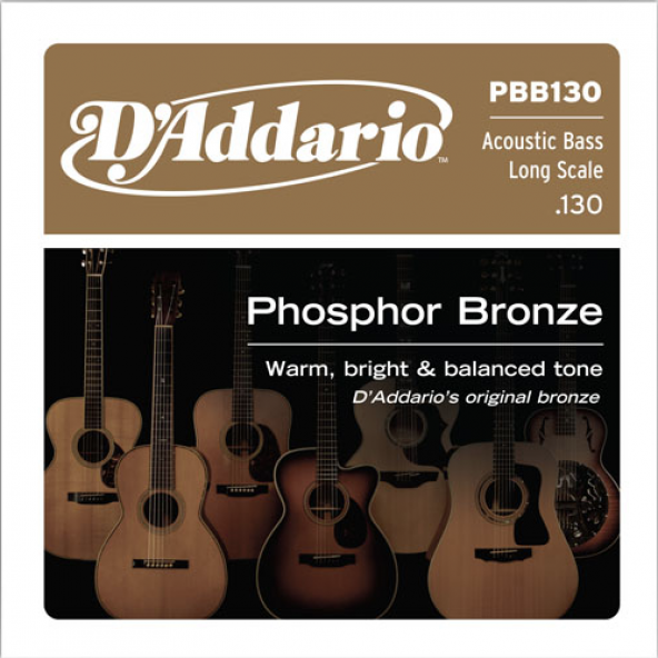 DADDARIO PBB130 AKUSTİK BAS GİTAR TEK TELİ, PHOSPHOR BRONZE, LONG   Bas Tek Tel Fosfor Bronz 130  ürün görseli 1