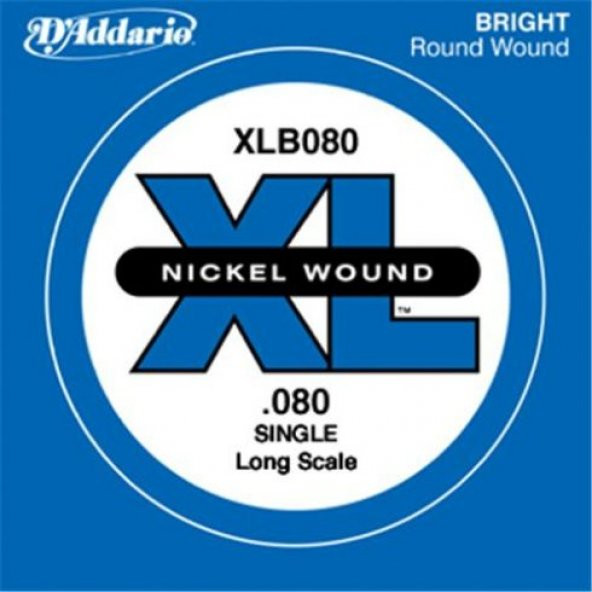 DADDARIO XLB080 BAS GİTAR TEK TEL, (LA), XL NICKEL WOUND, 0.080 GA Bas Tel Tek Nickel Round Woundlong Scale La ürün görseli 1