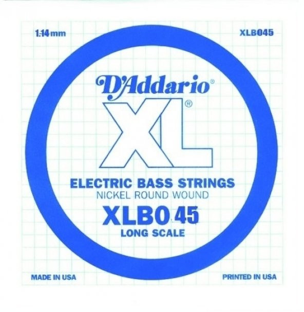DADDARIO XLB045 BAS GİTAR TEK TEL, (SOL), XL NICKEL WOUND, 0.045 G Bas Tel Tek Nickel Round Woundlong Scale Sol ürün görseli 1