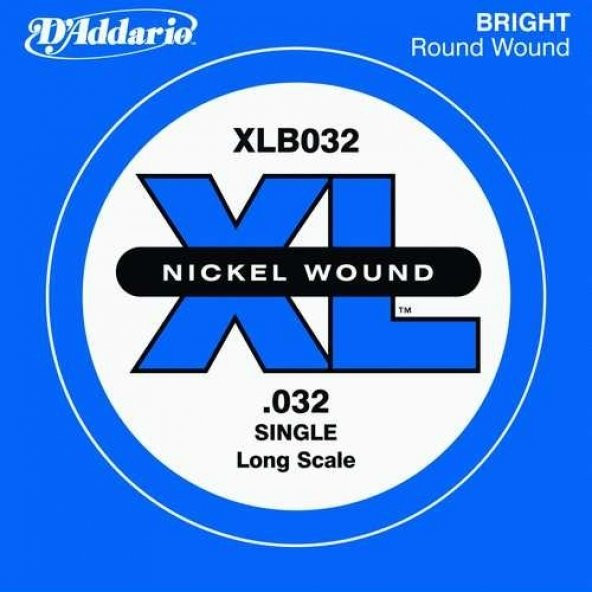 DADDARIO XLB032 BAS GİTAR TEK TEL, (DO), XL NICKEL WOUND, 0.032 GA Bas Tel Tek Nickel Round Wound long Scale Do ürün görseli 1