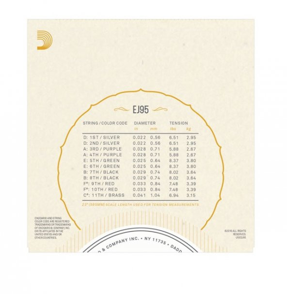 DADDARIO EJ95 UD TEL SET SİLVERPLATED WOUND - Resim 3