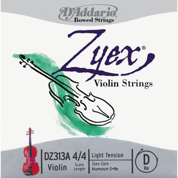 DADDARIO DZ313A KEMAN TEK TEL, ZYEX, 4/4 , MEDIUM TENSION, (RE ALU Keman Tel Zyex Med.kemanalum D Re ürün görseli 1