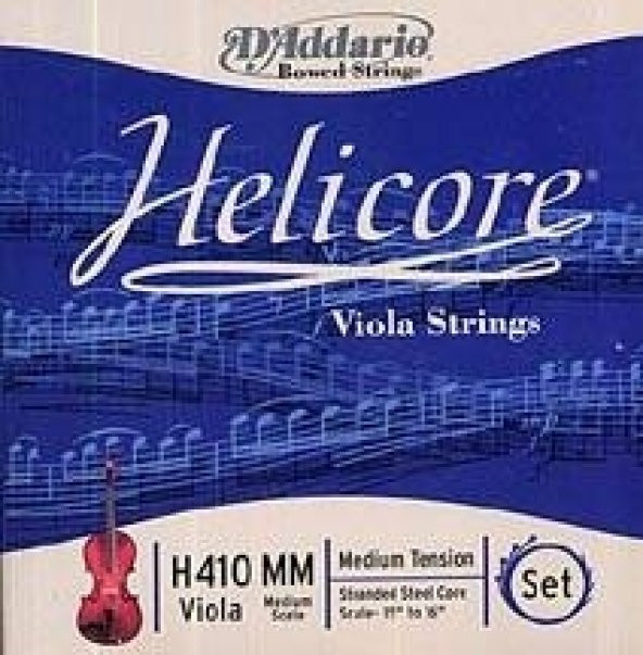 DADDARIO H410MM VIOLA TEL SETİ, HELICORE, MEDIUM SCALE, MEDIUM TEN Viola Tel Set Helicore med Med ürün görseli 1