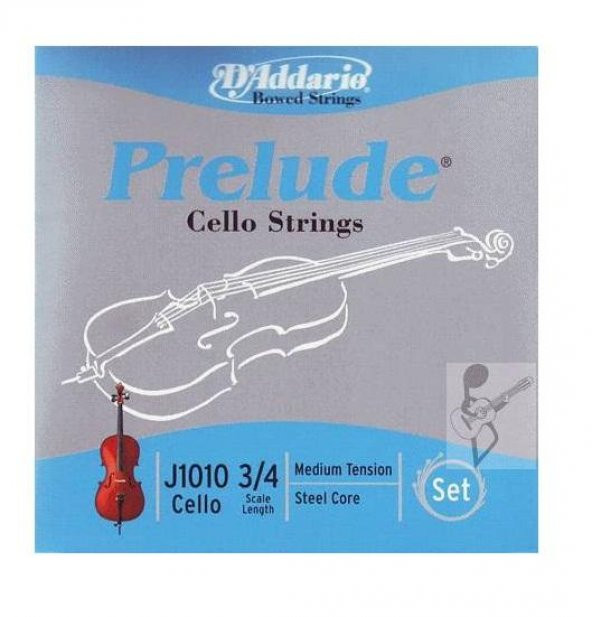 DADDARIO J101034 CELLO TEL SETİ, PRELUDE, 3/4 SCALE, MEDIUM TENSION Cello Tel Set Prelude (34) Medium ürün görseli 1