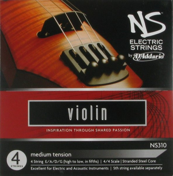 DADDARIO NS310 ELEKTRO VIOLIN TEL SETİ, NS, 4 TEL, SCALE 4/4, MED NS ELECTRIC VIOLIN SET :DADDARIO ABD ürün görseli 1