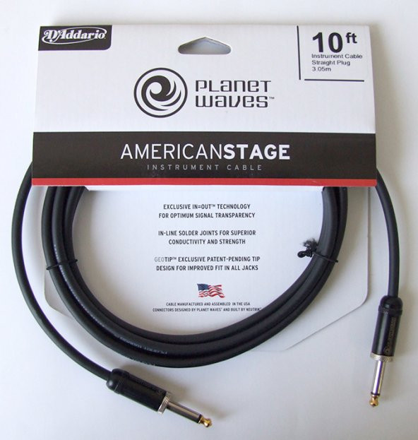 PLANETWAVES PWAMSG10 AMERICAN STAGE INST CABLE-10  ÇİN AMERICAN STAGE INST CABLE-10" (3.05M), 1/4" DÜZ JACK ürün görseli 1