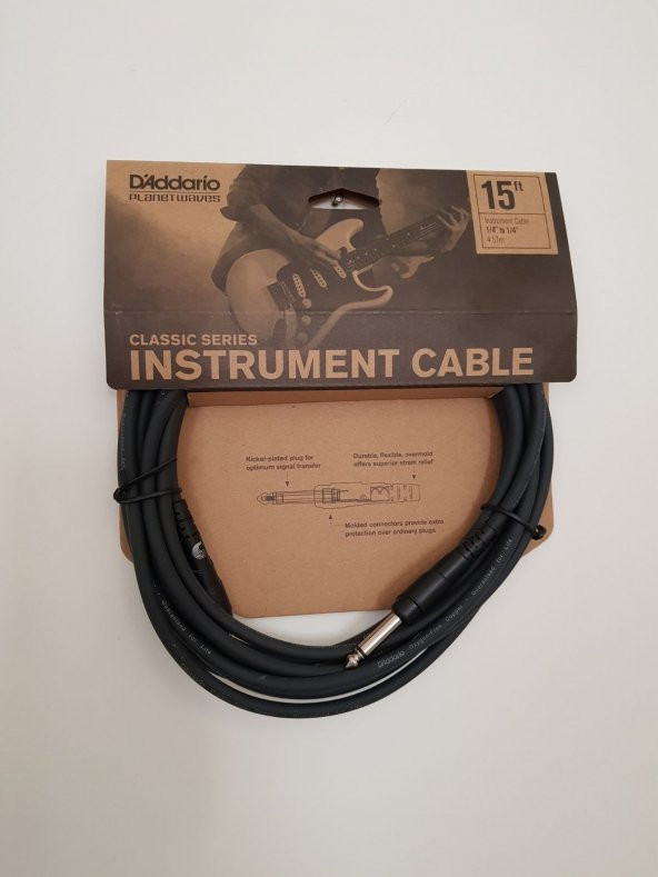 PLANETWAVES PWCGT15 GİTAR KABLO 15 İNCH CLASSİC CABLE  ÇİN Gitar Kablo 4.57M (15 FT) Classic Cable, 2 Adet 1/4" Düz Jack ürün görseli 1