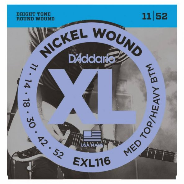 DADDARIO EXL116 ELEKTRO GİTAR TEL SETİ, XL, 11-52, MED TOP/HEAVY B    ürün görseli 1