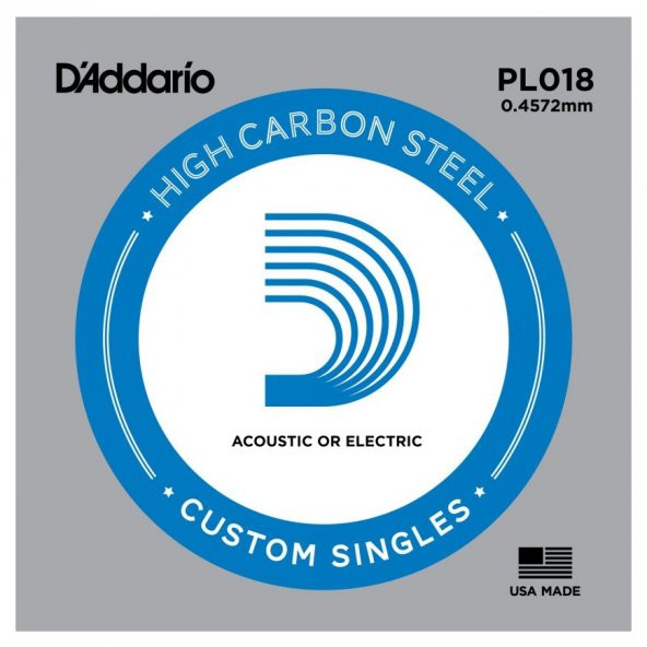 DADDARIO PL018 ELEKTRO VE AKUSTİK TEK TEL, G-(SOL), HIGH CARBON S   ürün görseli 1