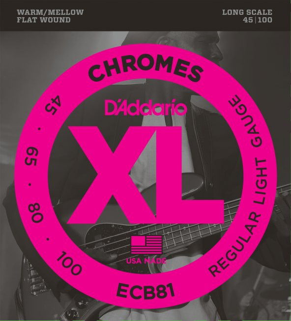 DADDARIO ECB81 BAS GİTAR TEL SETİ, CHROMES, REGULAR LIGHT GAUGE (    ürün görseli 1