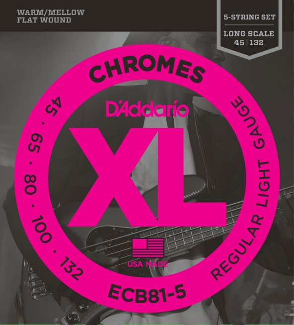 DADDARIO ECB81-5 BAS GİTAR TEL SETİ, 5 TELLİ, CHROMES, REGULAR LIGH     ürün görseli 1