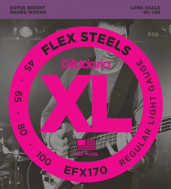 DADDARIO EFX170 BAS GİTAR TEL SETİ, FLEXSTEELS, REGULAR LIGHT GAUG    ürün görseli 1