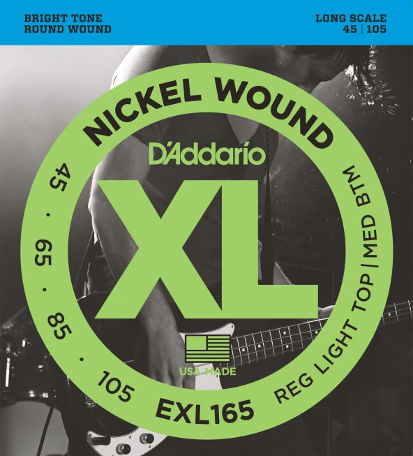 DADDARIO EXL165 BAS GİTAR TEL SETİ, XL, 45-105, LONG SCALE, NICKEL     ürün görseli 1