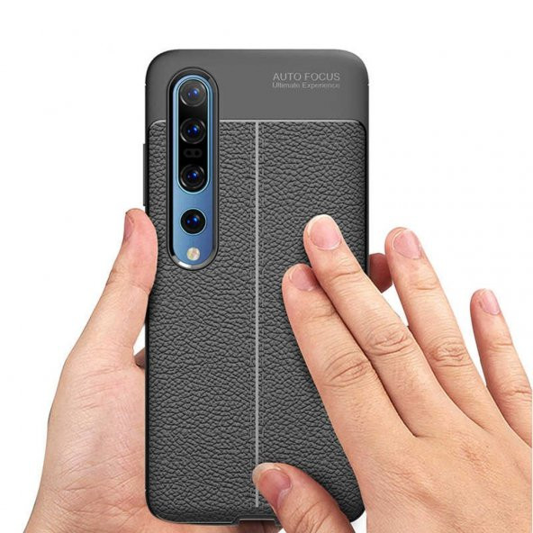 Xiaomi Mi 10 Deri Desenli Kamera Korumalı Silikon Kılıf ürün görseli 1