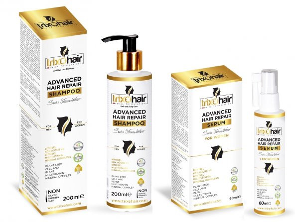 Trixohair Saç Dökülmesine Karşı Saç Bakım Şampuanı ve Saç Serumu Kadınlar İçin - 200 ml + 60 ml ürün görseli 1