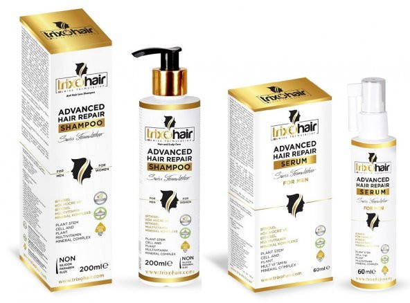 Trixohair Saç Dökülmesine Karşı Saç Bakım Şampuanı ve Saç Serumu Erkekler İçin - 200 ml + 60 ml ürün görseli 1