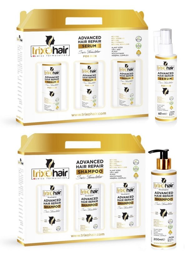 Trixohair Saç Dökülmesine Karşı Saç Bakım Şampuanı ve Saç Serumu Erkekler İçin - 3 Aylık Set ürün görseli 1