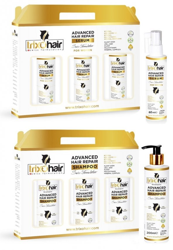 Trixohair Saç Dökülmesine Karşı Saç Bakım Şampuanı ve Saç Serumu Kadınlar İçin - 3 Aylık Set ürün görseli 1