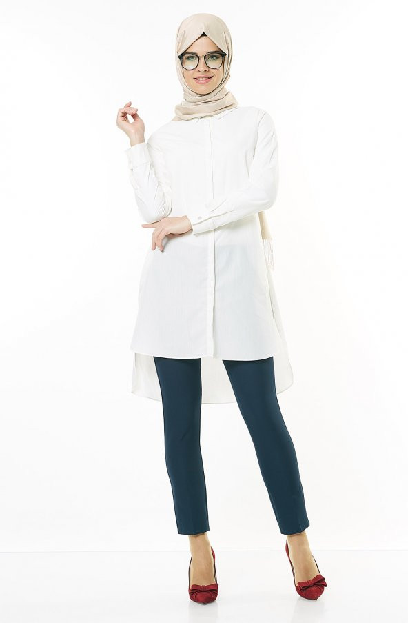 BAYAN KOT MODEL PANTOLON SORALLİNE1689LACİVERT - Resim 2