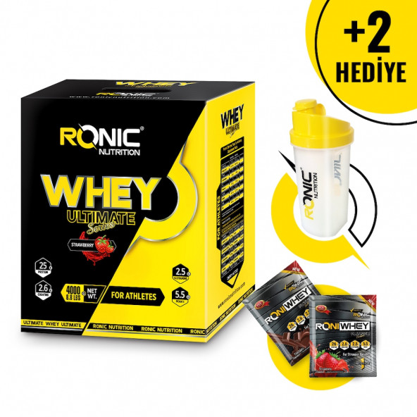 Ronic Nutrition Whey Ultimate Protein Tozu Çikolatalı 4 Kg +2 Adet Hediyeli ( Shaker&Tekli Whey) ürün görseli 1