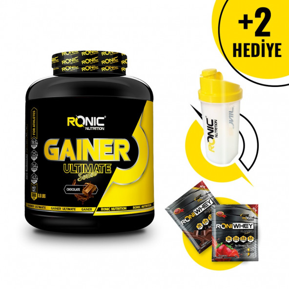 Ronic Nutrition Gainer Ultimate 3 Kg Kilo Aldıran Karbonhidrat Tozu Çilek Aromalı +2 Adet Hediyeli ürün görseli 1
