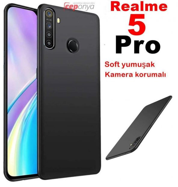 Realme 5 Pro Kamera Korumalı Mat Soft Kalite Silikon Kılıf ürün görseli 1