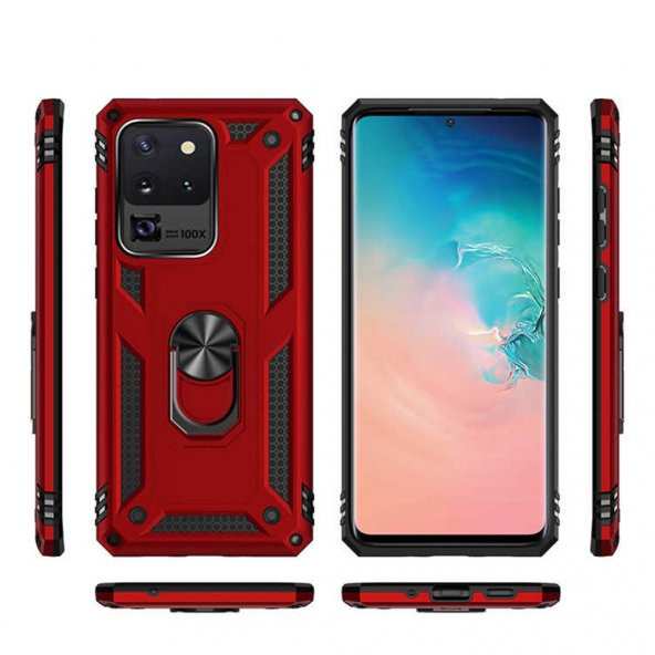Galaxy S20 Ultra Yüzüklü Standlı Manyetik Armor Vega Zırh Kılıf ürün görseli 1