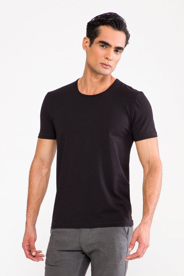 D'S DAMAT Trendy Bisiklet Yaka T-Shirt Siyah ürün görseli 1