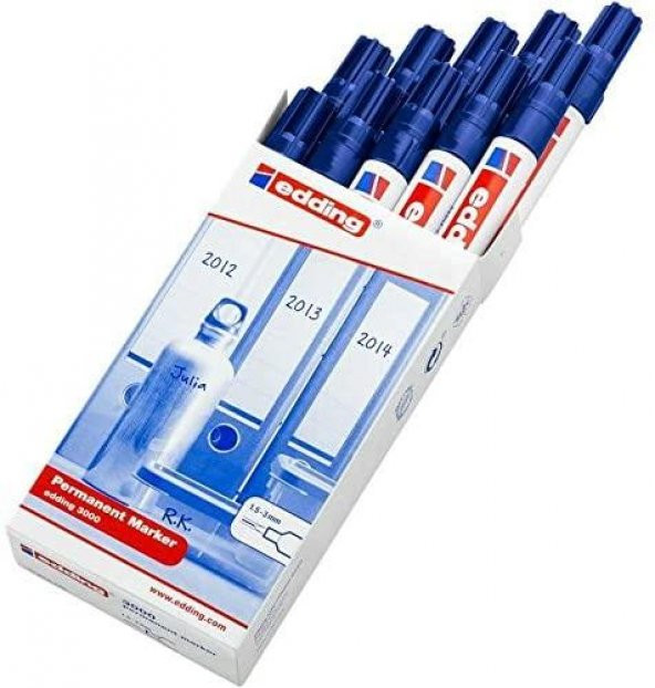 EDDING PERMANENT MARKER KES.UC MAVI 10LU KUTU(130) - Resim 2