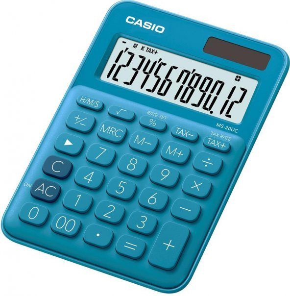CASIO HESAP MAKINESI MASA USTU MS-20UC-BU 12H.MAVI ürün görseli 1