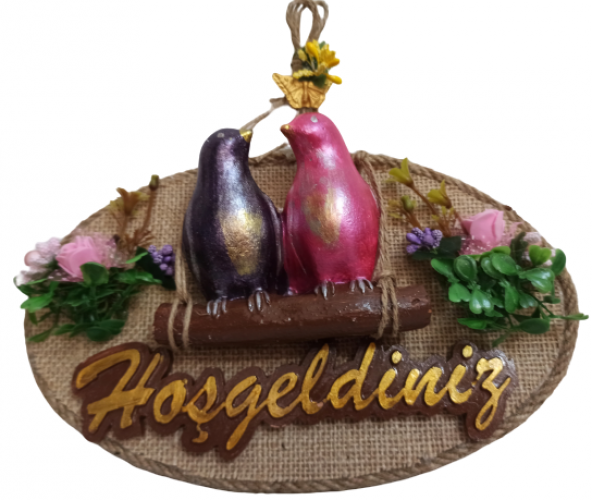 Aile Kuş Hoşgeldiniz Kapı Süsü - Resim 2