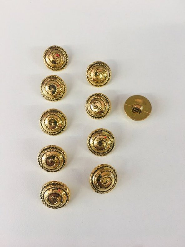 DİKİŞ DÜĞMESİ 10 ADET VİNTAJ MODEL PLASTİK GOLD/ALTIN BÜYÜK BOY ÇAP: 1,5 CM ürün görseli 1