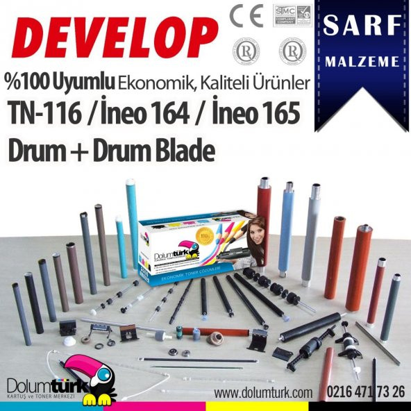 Develop TN-116 Drum + Drum Blade / Develop Ineo 164 Muadil Drum + Drum Blade - Resim 5