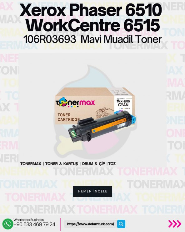 Xerox Phaser 6510 Mavi Muadil Toner / WorkCentre 6515 - Resim 2