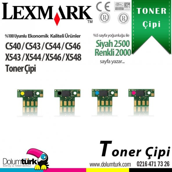 Lexmark C540 / C544 / C546 / X544 / X546 / X548 Set Çip ürün görseli 1