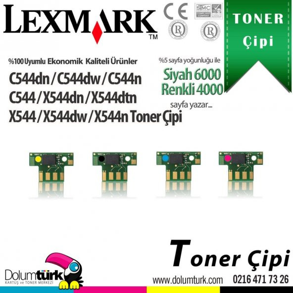 Lexmark C544 / C546 / X544 / X546 / X548 Set Çip - Resim 5