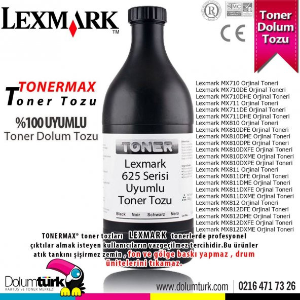 Lexmark 625 / 62D5000 Toner Tozu 250GR./MX710 / MX711 / MX810 / MX811 / MX812 ürün görseli 1
