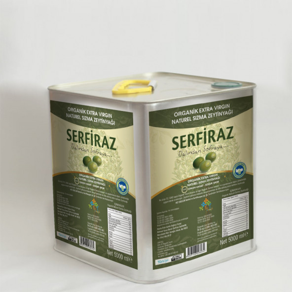 Serfiraz Organik Soğuk Sıkım Natürel Sızma Zeytinyağı Teneke 5 L ürün görseli 1