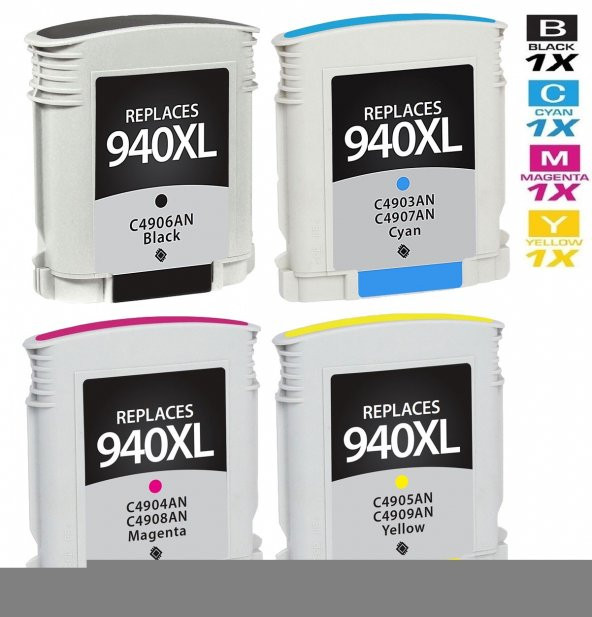 HP 940XL / HP OFFICEJET PRO 8000 WIRELESS Muadil Kartuş Takım ürün görseli 1