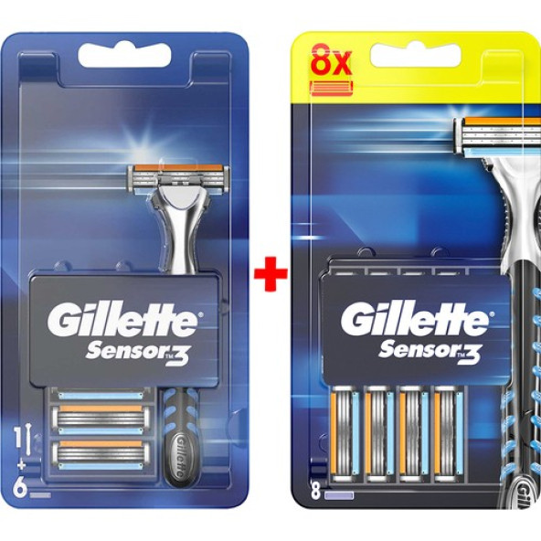 Gillette Sensor3 Tıraş Makinesi + Yedek Tıraş Bıçağı 14'lü ürün görseli 1