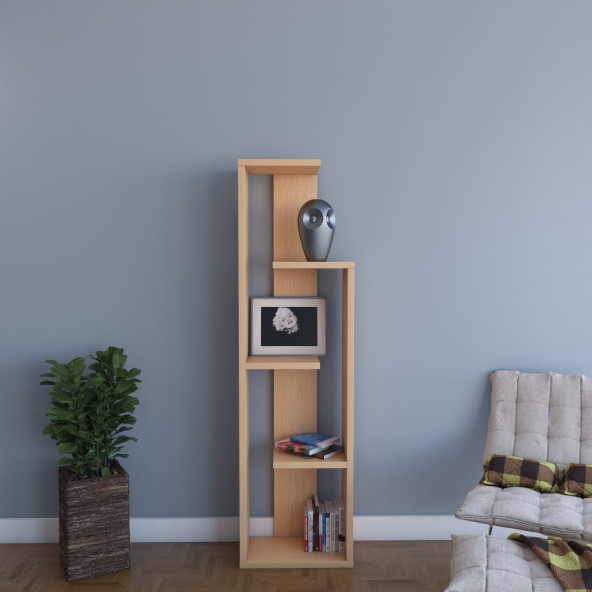 Kayın 4 Raflı Kitaplık, Ceviz 44x157x25 cm ürün görseli 1