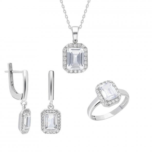 Starlight Diamond Montür Baget Taşlı Gümüş 3lü Takı Seti ürün görseli 1