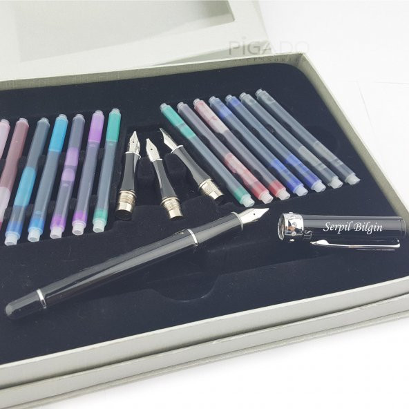 İsme Kişiye Özel Zirkon Taşlı Steelpen Divit Kalem Seti ürün görseli 1